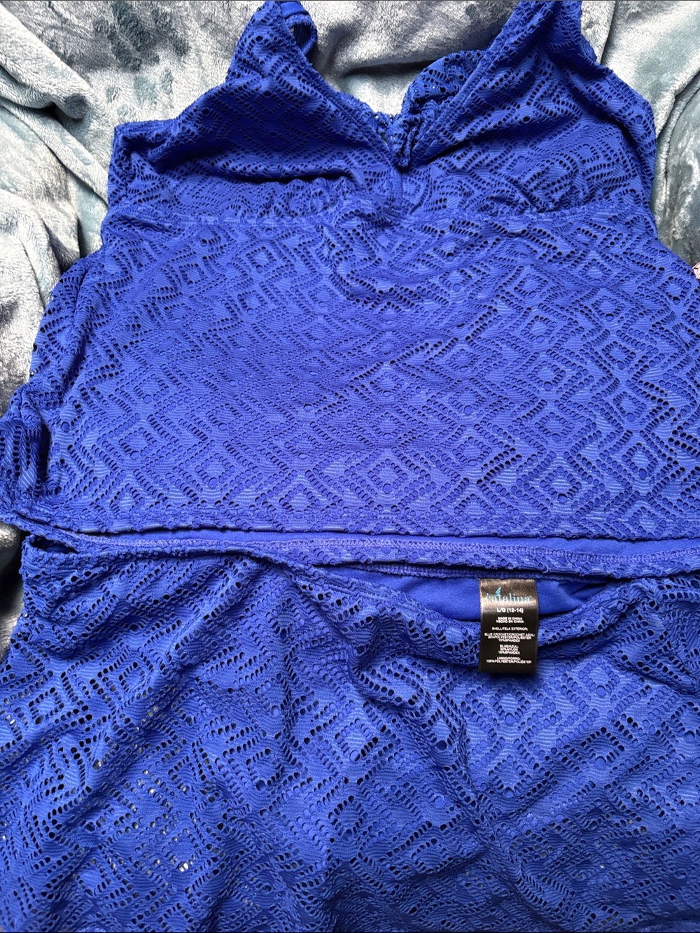 Catalina Royal Blue Crochet 2 piece swimsuit. LG (12-14)